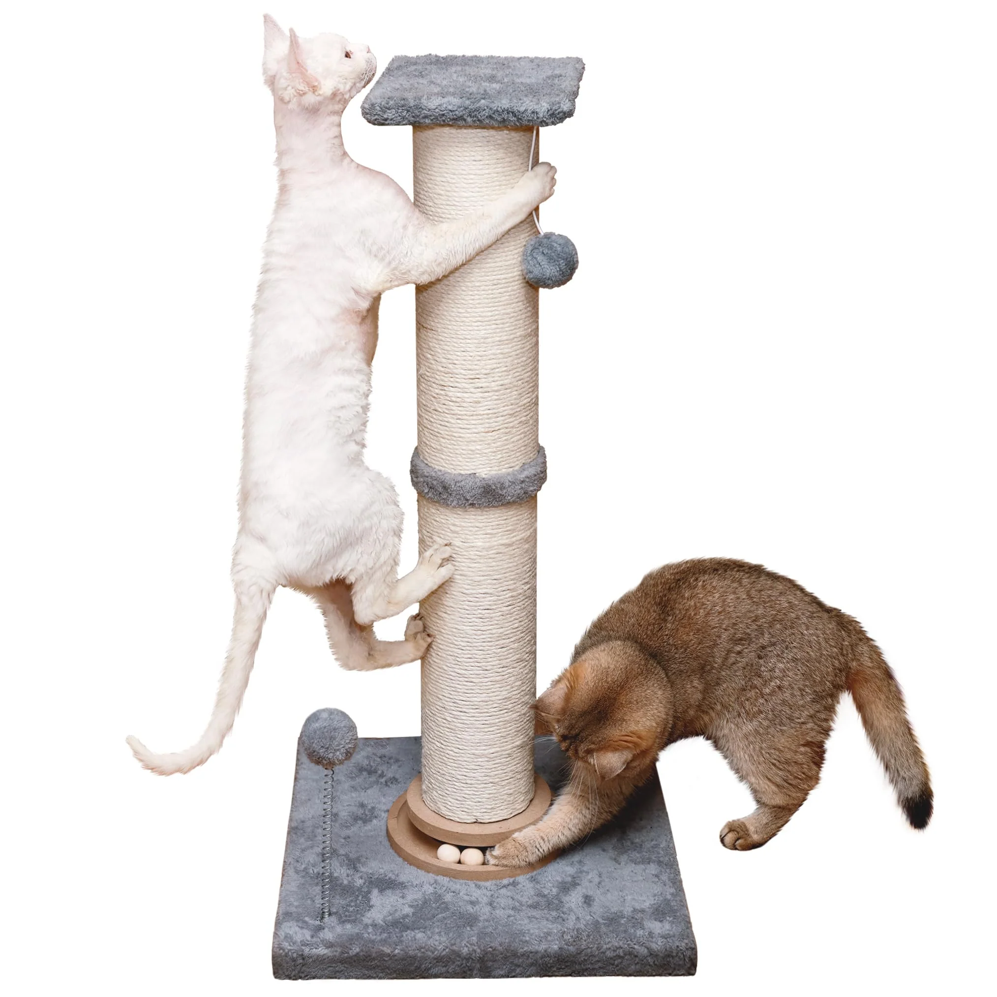Smart Fantasreen Cat Scratching Post 33 Inches — Thick Sisal Rope Indoor Playground Grey Lightweight