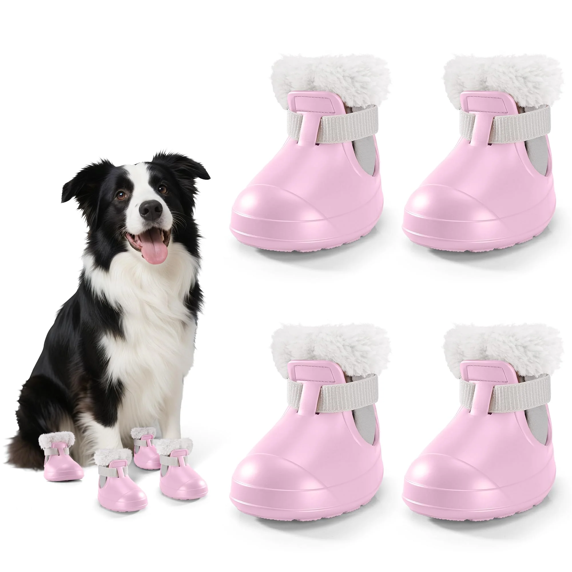 Contemporary MUFEW Winter Dog Shoes Pink Size 9 – Waterproof Anti-Slip Boots with Removable Wool Liner Durable