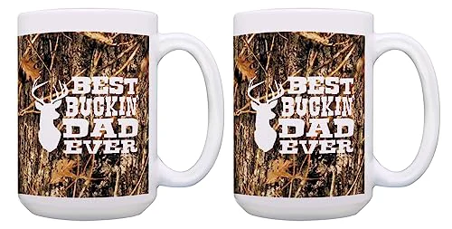 Durable Buckin Dad Ever Camo 15oz Coffee Mug 2 Count Trendy