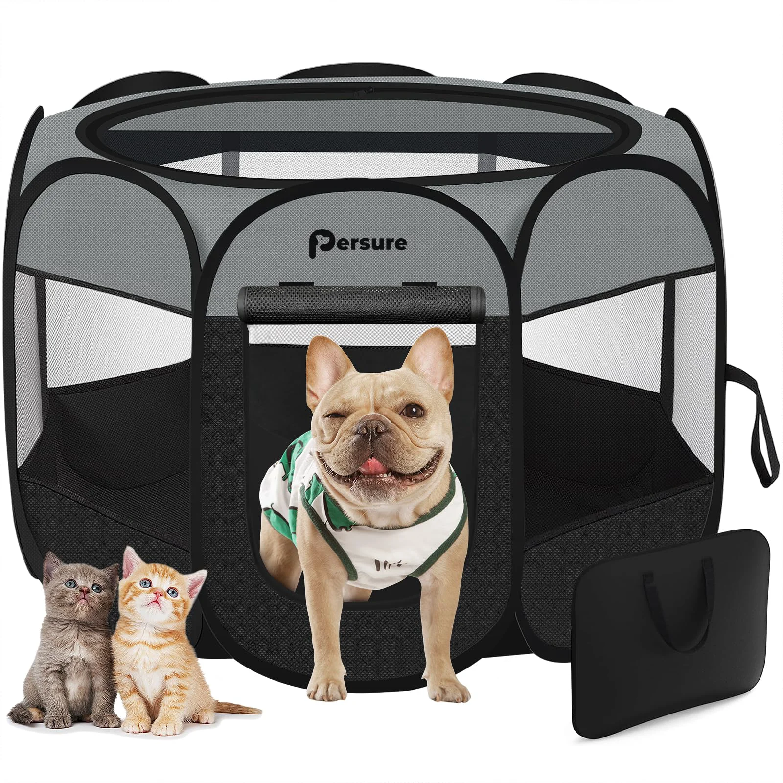 Carefully Designed Persure Dog Cat Playpen – Portable Indoor Outdoor Pet Kennel Large Dark Grey Genuine