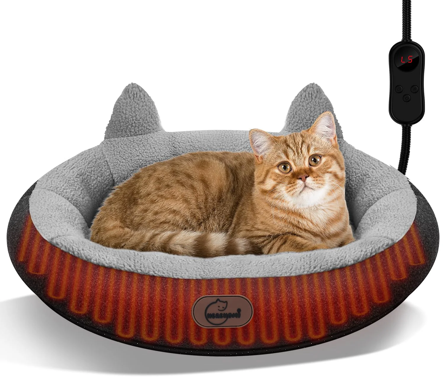 Official herehomi Heated Cat Bed for Small Cats — Adjustable Temp Timer Waterproof Pad Eco-Friendly