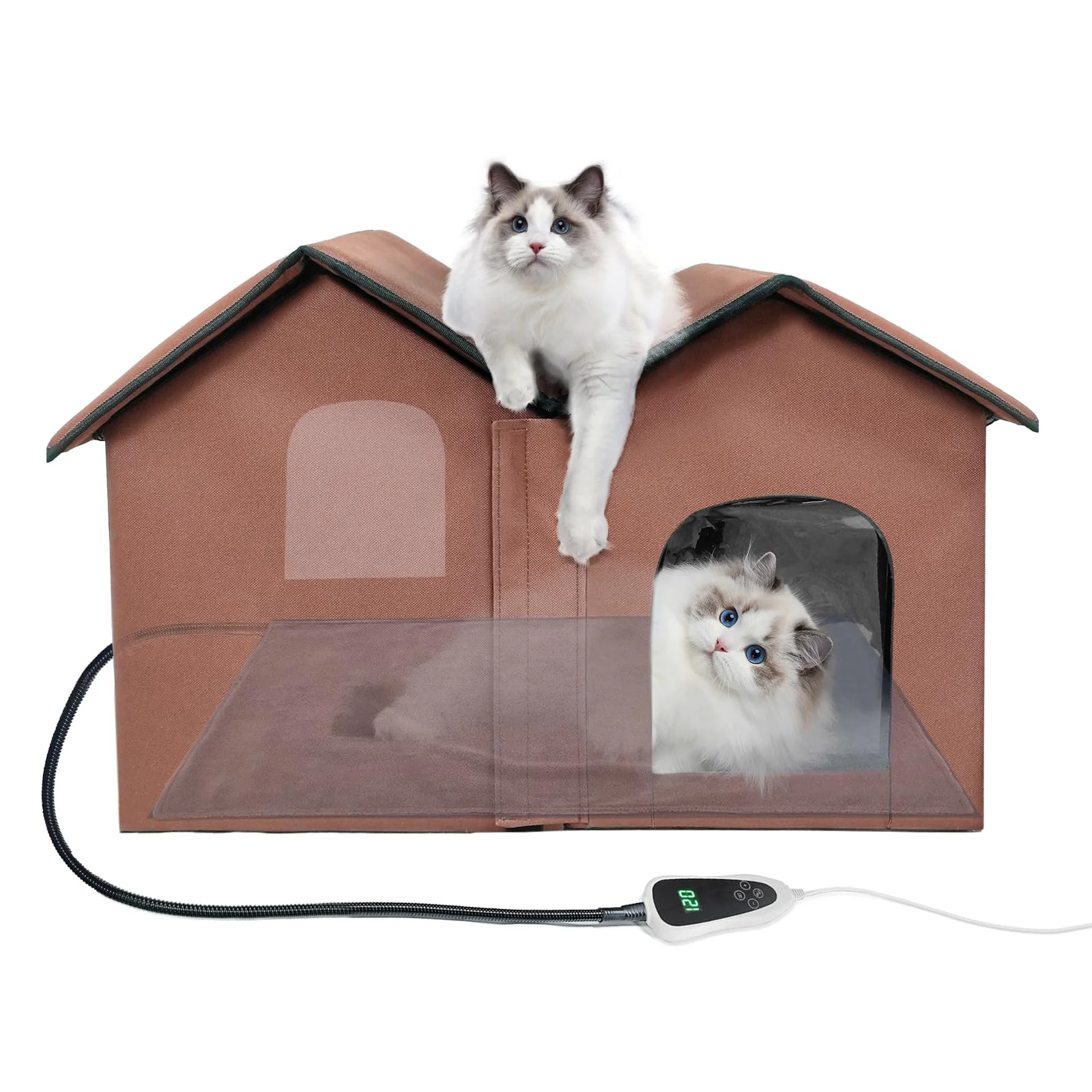 Verified GOLOPET Indoor Heated Cat House — Adjustable Temperature Timer Durable Cord Pure