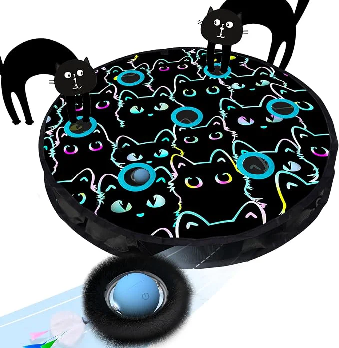 Powerful ORSDA Cat Toys Interactive Fast Rolling Ball in Pouch Hide and Seek Breathable