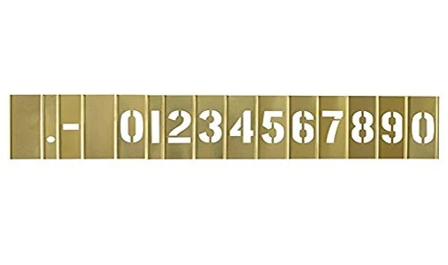 Prestigious 3 Inch Brass Number Stencils 15 Count Natural