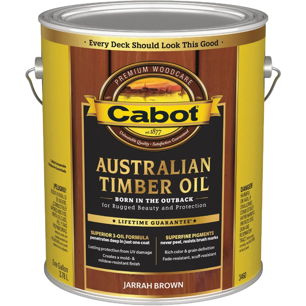 Traditional Cabot Australian Timber Oil Translucent Exterior Oil Finish Jarrah Brown 1 Gal. Secure