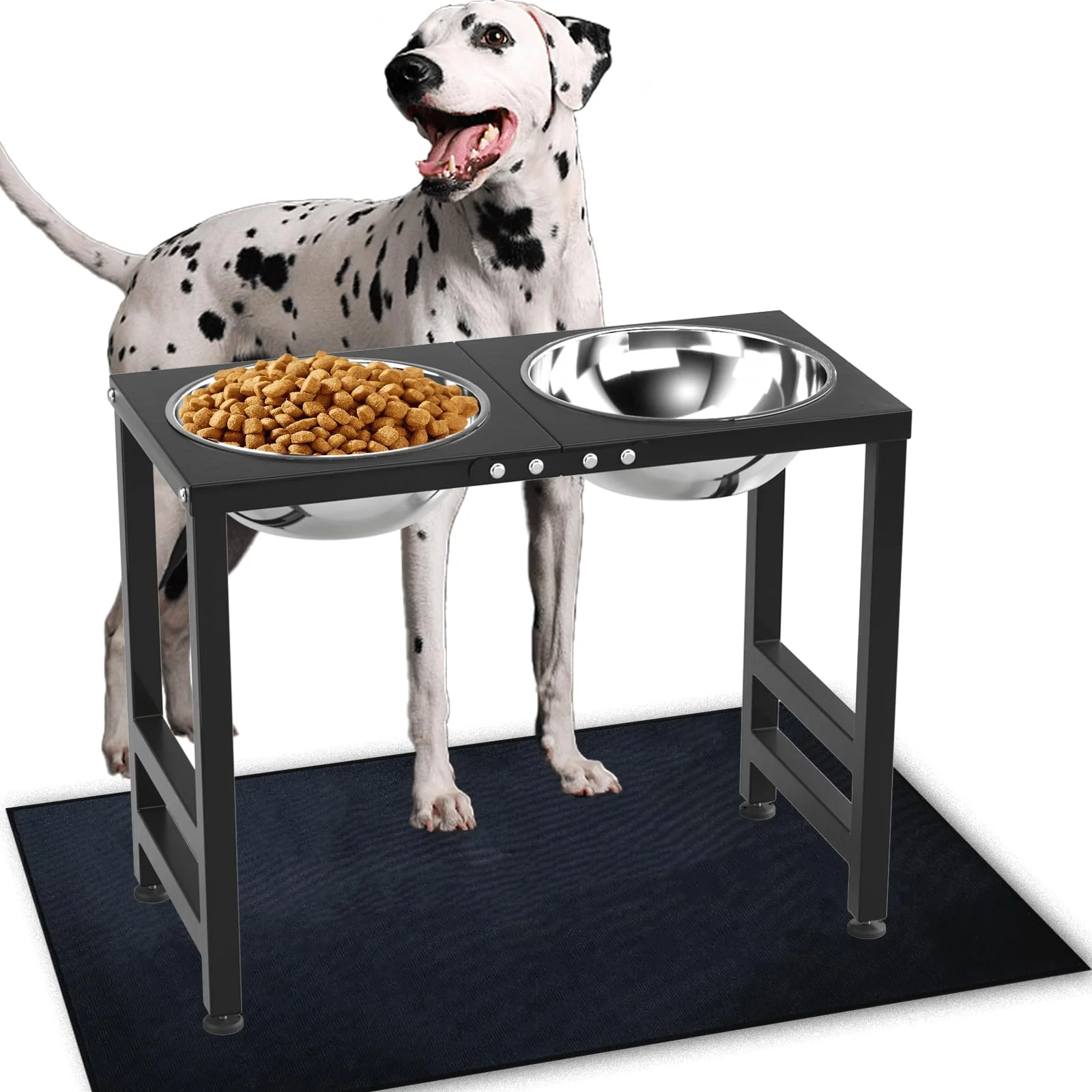 Consistent ADENGL Metal d Dog Bowls for Large Breeds — 17-Inch Raised Feeder with Splash-Proof Mat and 3000 ml Bowls Durable