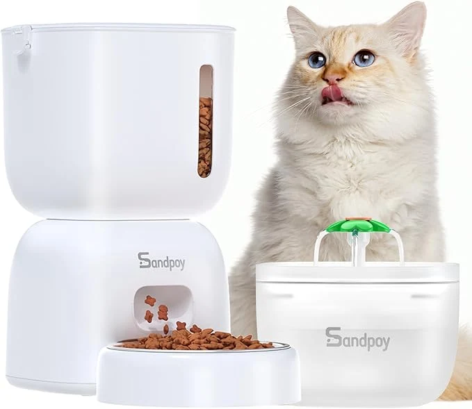 Carefully Designed Automatic Cat Feeder and Water Dispenser FW1 3L Cat Food Dispenser with Locking Lid Two-in-One Set Timed Dog Feeder for Cats and Puppies Pet Feeder with Portion Control 4 Daily MealsAbout ThisOverview Environmentally Friendly