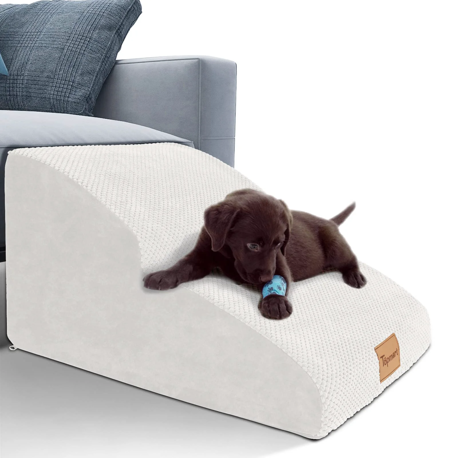 Natural Topmart High Density 2-Tier Foam Dog Ramp Steps — Non-Slip Waterproof Cover Top-Quality