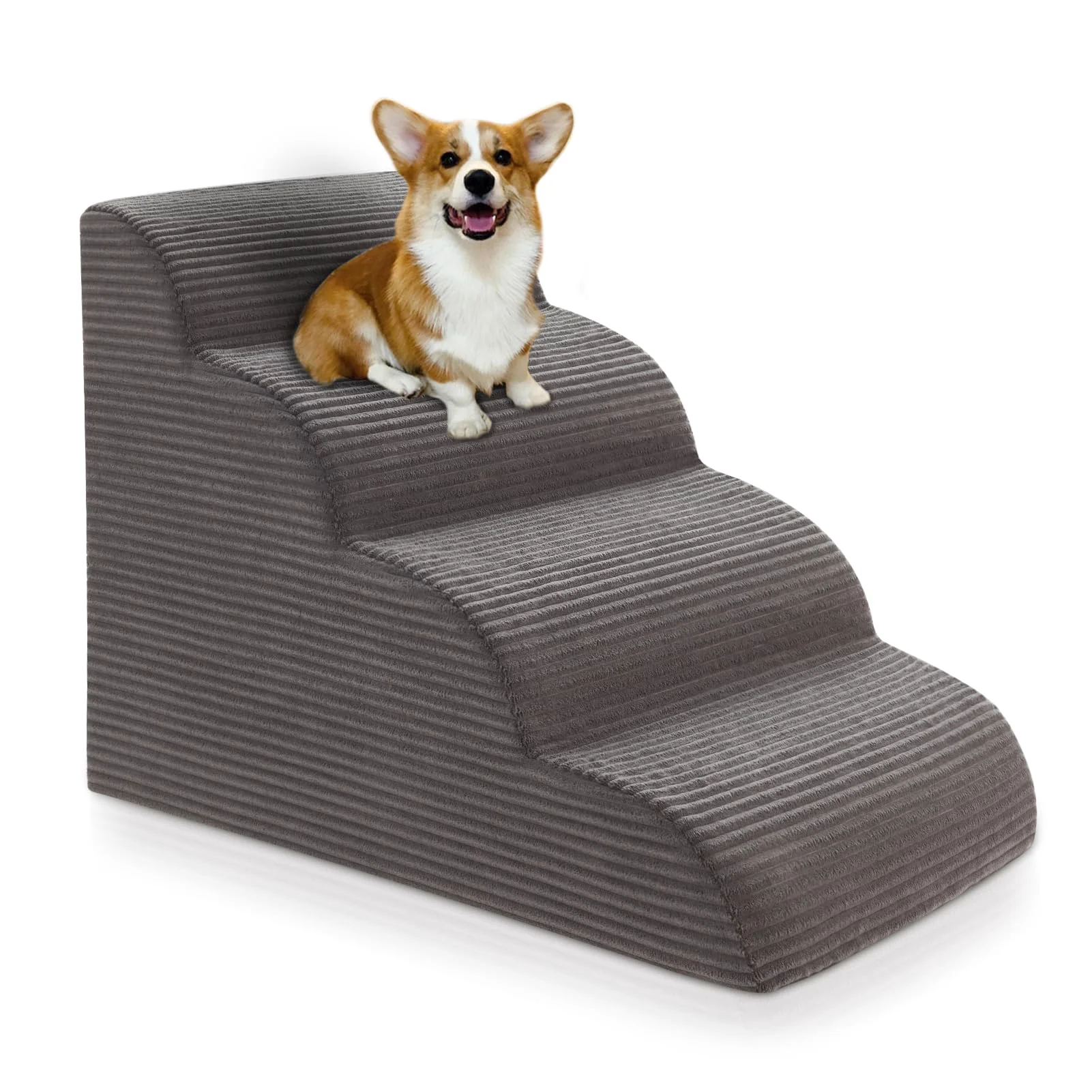 Practical Ceekliybear Curved Dog Stairs for High Beds – 4-Step Non-Slip Washable Cover Traditional