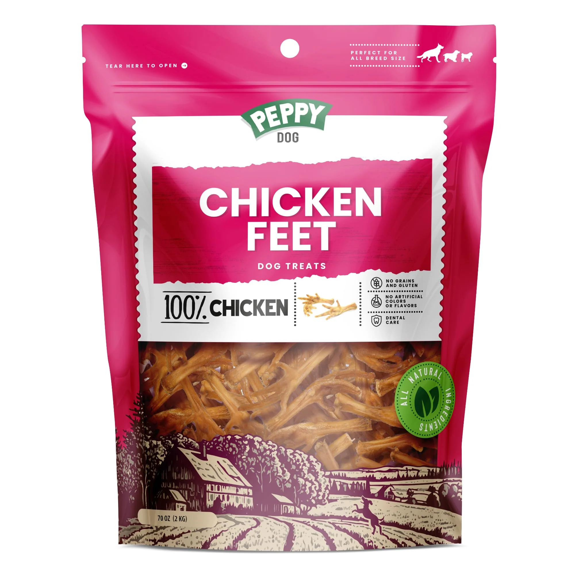 Modern PEPPY DOG All-Natural Chicken Feet Treats – 70 oz 110 pcs Joint Support Dental Hygiene Soft