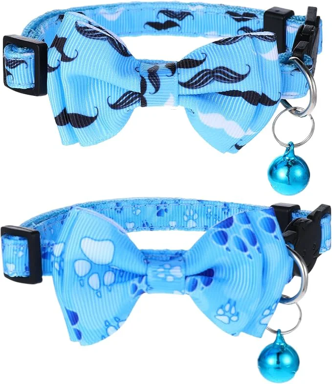 Prestigious 2 Pack Kitten Collar with Bell Breakaway Cat Collars with Removable Bow Tie Durable