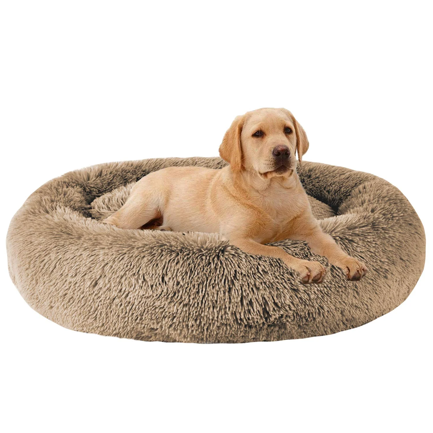 Expertly Made MFOX Calming Dog Bed S-XL – Faux Fur Donut Cuddler Genuine
