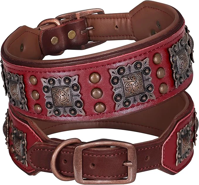 Effective PET ARTIST Upgrade Padded Leather Dog Collar 2 inch Wide Leather Dog Healthy