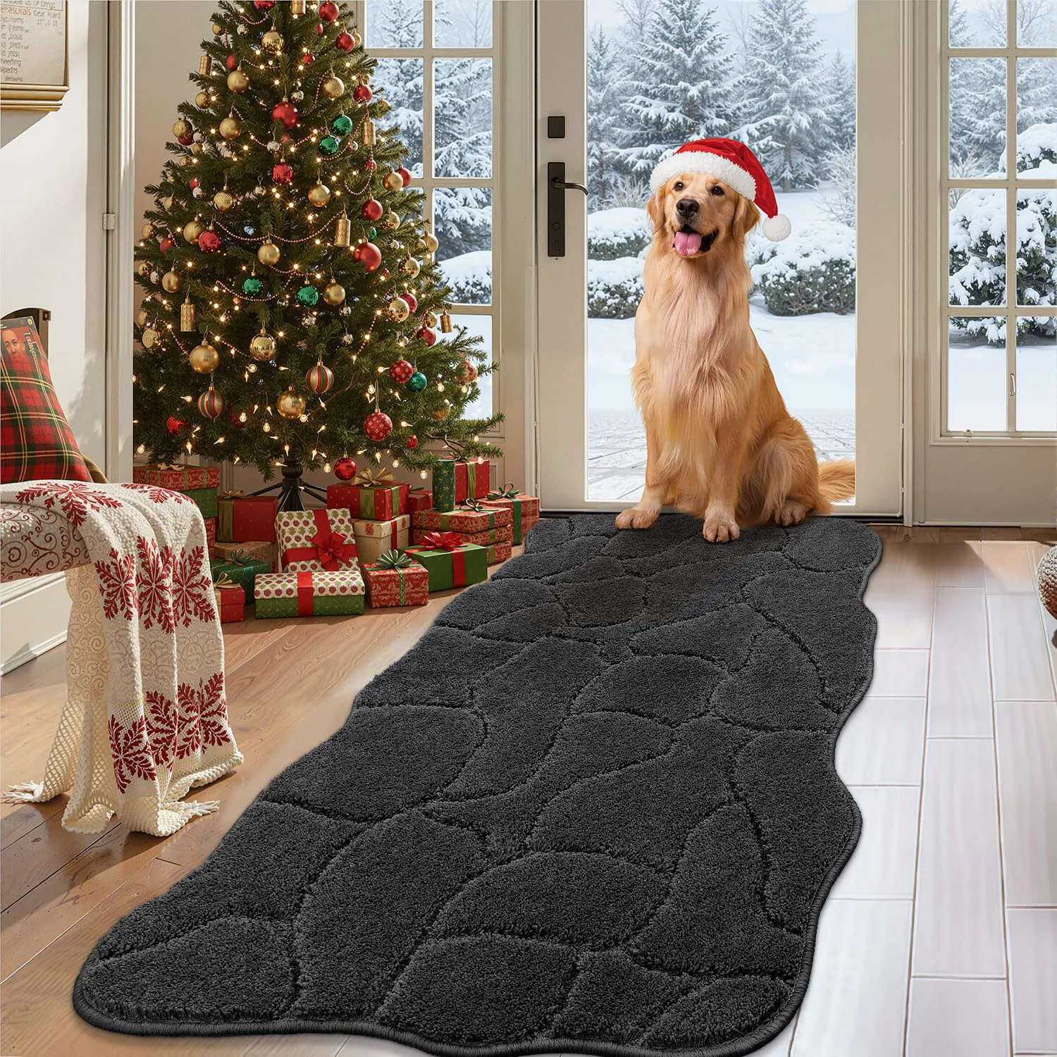 Responsible BSICPRO Large Dog Door Mat 22×47 — Absorbent Mud Trapper Non-Slip Washable Entryway Rug Charcoal Recyclable