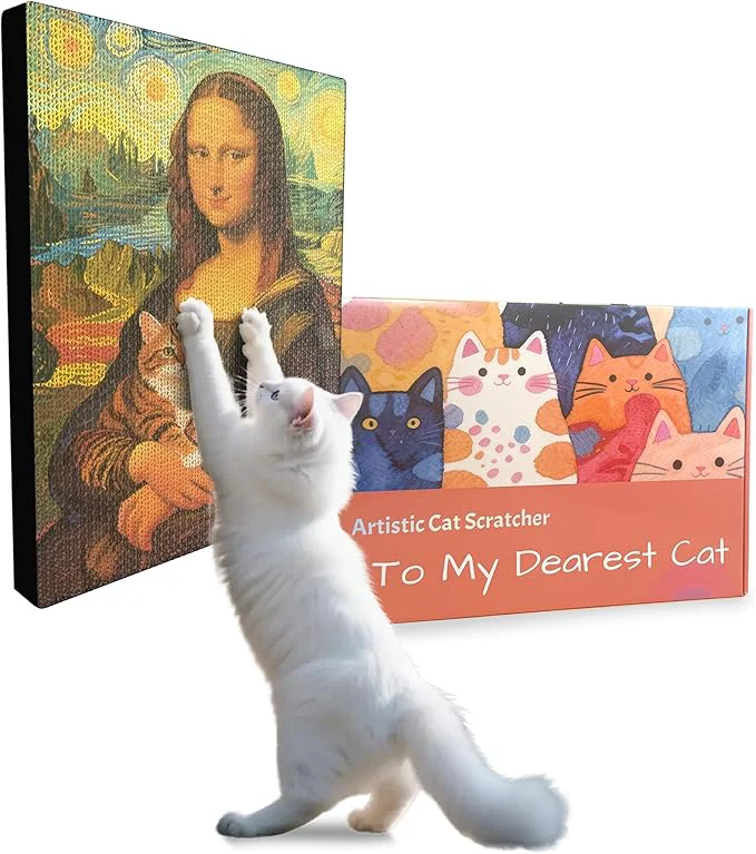 Expertly Made Art Cat Scratching Pad Wall Scratcher for Indoor Cats – 16.54×11.81×1.18 Inches Double-Sided Use Cat Cardboard Scratcher Fits All Breeds Sizes Easy to Install Cat GiftsAbout ThisOverview Fashionable