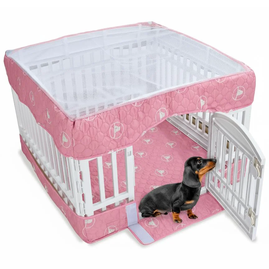 Elite PJYuCien Dog Playpen Bottom Pad Cover for 36-Inch 4-Panel Pen – Pink Stylish