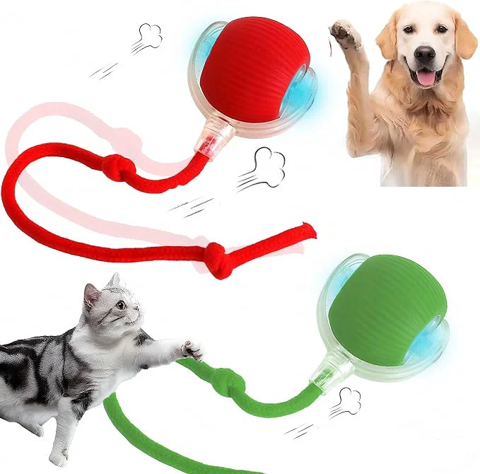 Refined 2 PCS Interactive Cat Toy Rolling Ball Chewie Viral Dog Ball Smart Automatic Fast
