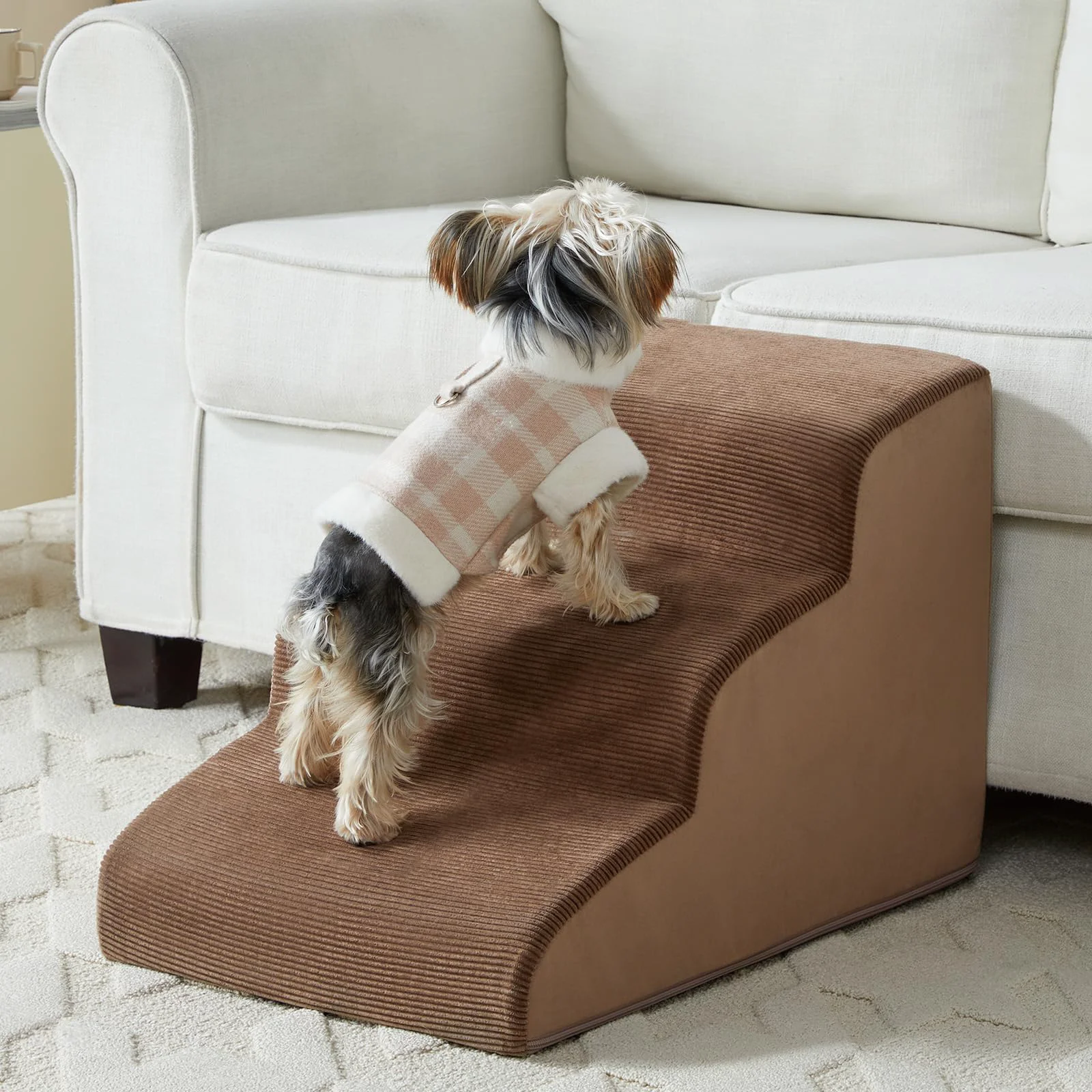 Artisan LEXTRO Dog Stairs for Small Dogs — 3-Step Ramp Foam Support Non-Slip Dependable