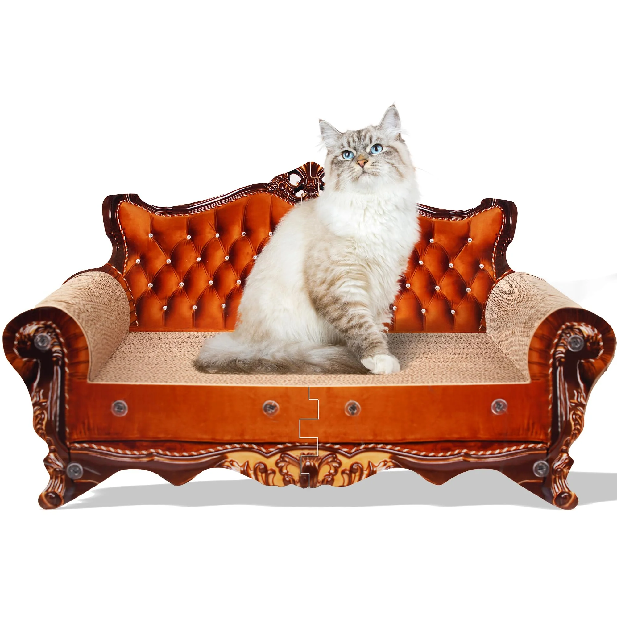 Premium Material COOZMENT Sofa Shaped Scratching Couch — Large Cardboard Cat Scratcher Advanced