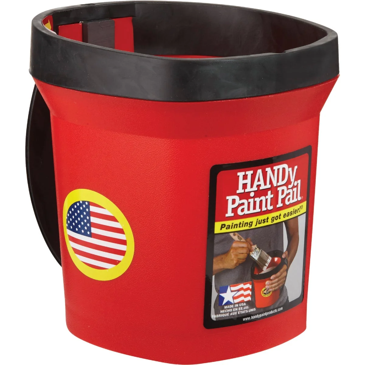 Next-Generation HANDy Paint Pail 1 Qt. Red Painter’s Bucket w Adjustable Strap And Magnetic Brush Holder Elite