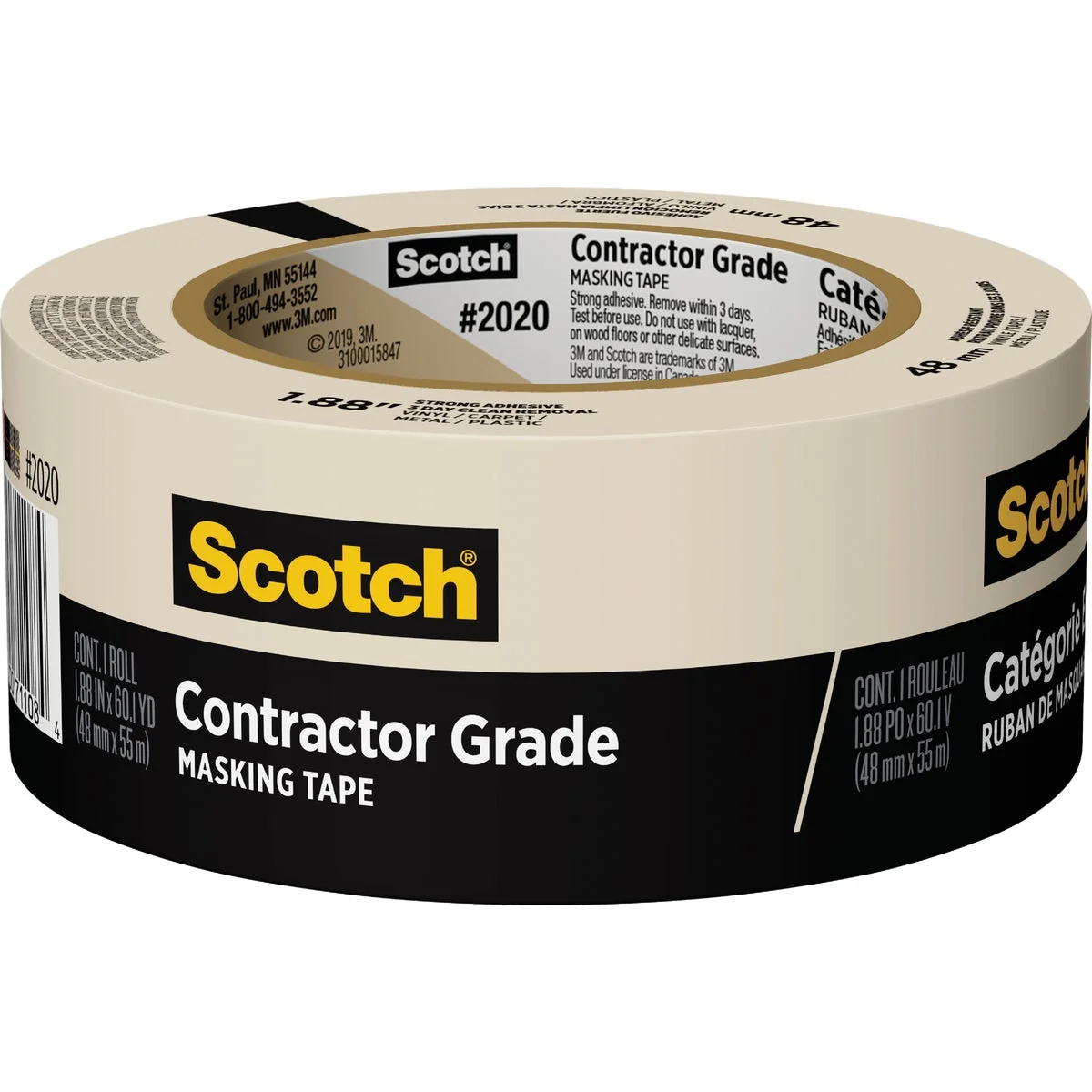 Refined 3M Scotch 1.88 In. x 60.1 Yd. Contractor Grade Masking Tape Enhanced