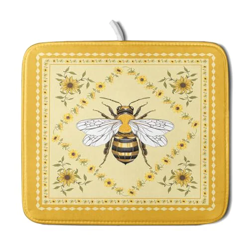 Expertly Made Sunflower Bee Dish Drying Mat Reusable