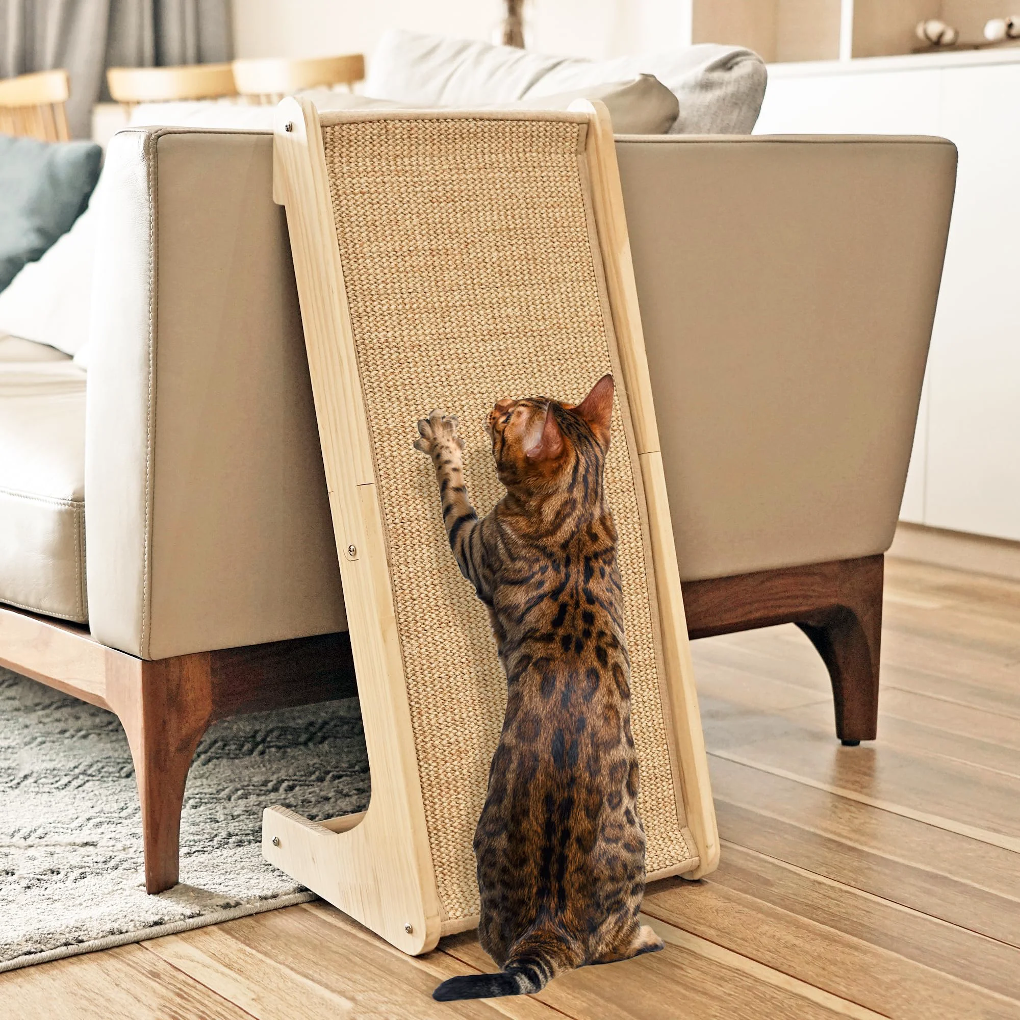Certified PETKARAY Cat Scratcher Ramp – L-Shape Sisal Pad for Indoor Cats Luxury