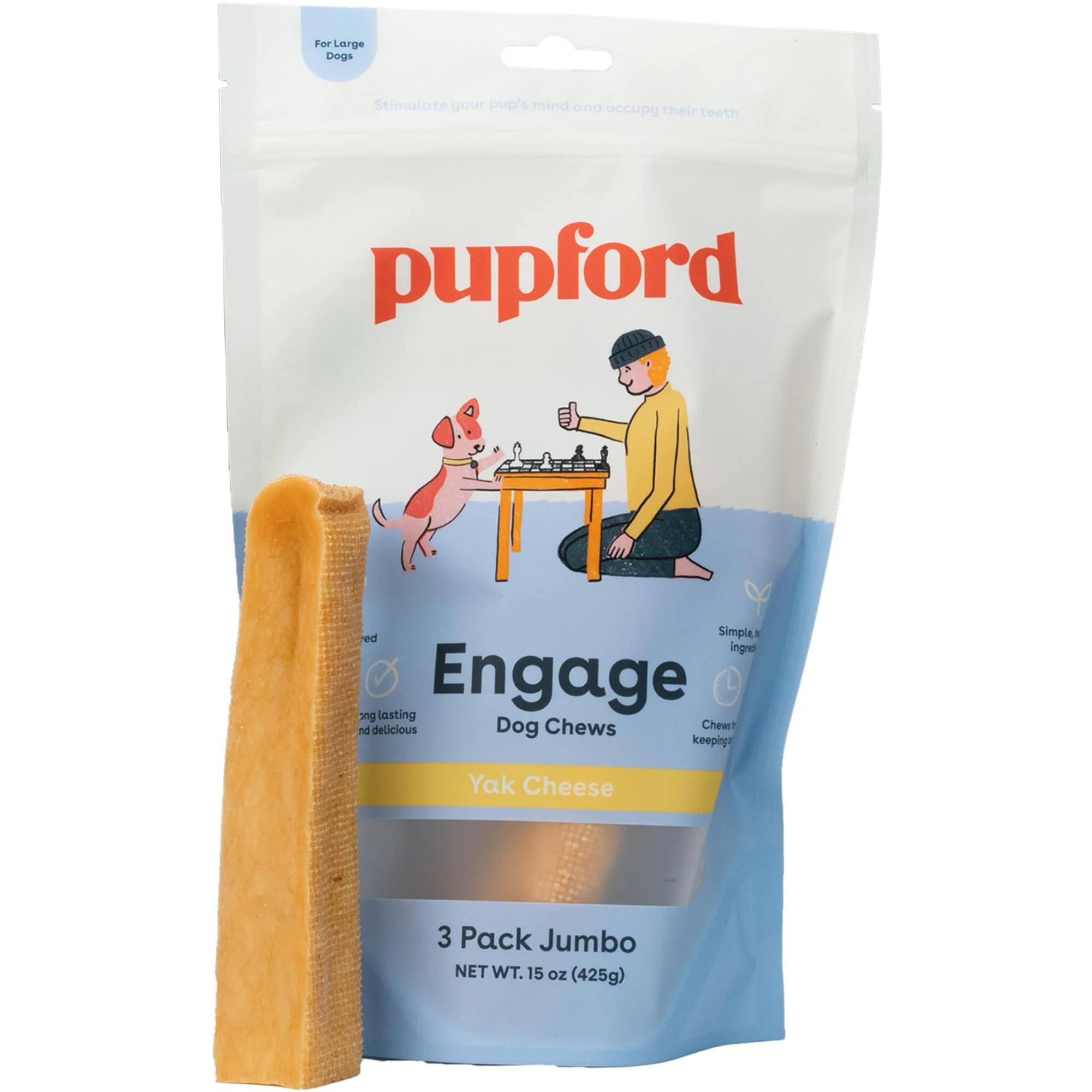 Expertly Made Pupford Yak Cheese Chews for Dogs Teething Puppies Natural Himalayan Treats 3 Pack Jumbo Pure