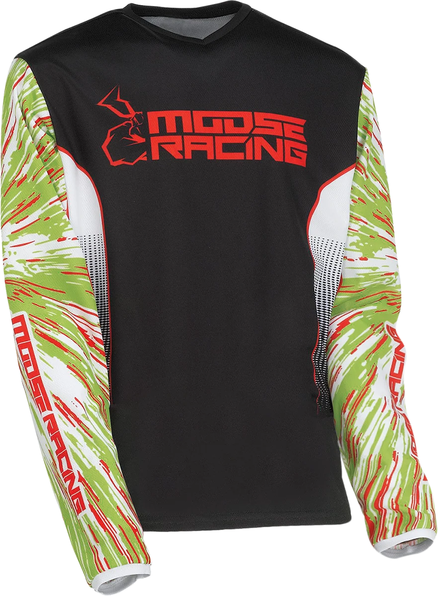 Stylish MOOSE RACING Youth Agroid Jersey – Green Red Black – Large 2912-2269 Relaxed