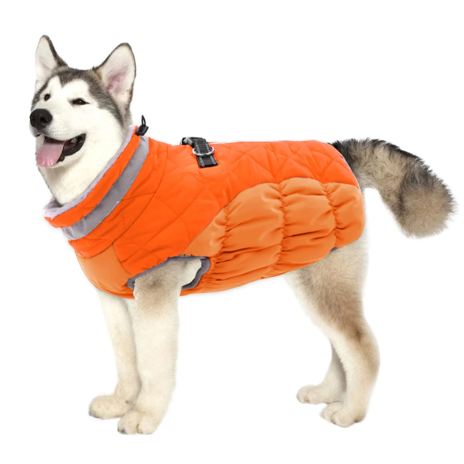 User-Friendly LeLePet Waterproof Winter Dog Coat with Harness Reflective Fleece Vest for Large Dogs XL Green