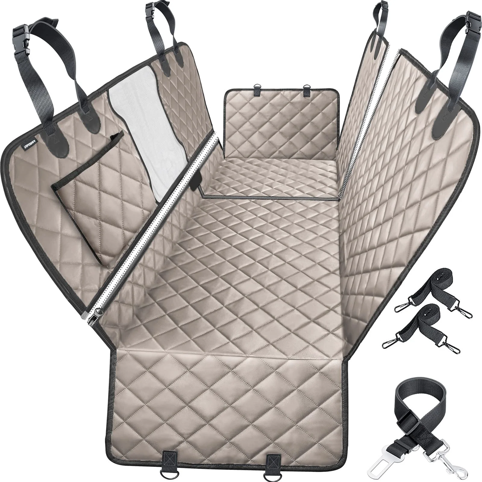 Professional URPOWER 6-in-1 Dog Car Seat Cover for Back Seat – Waterproof Hammock Mesh Window Non-Slip Lightweight