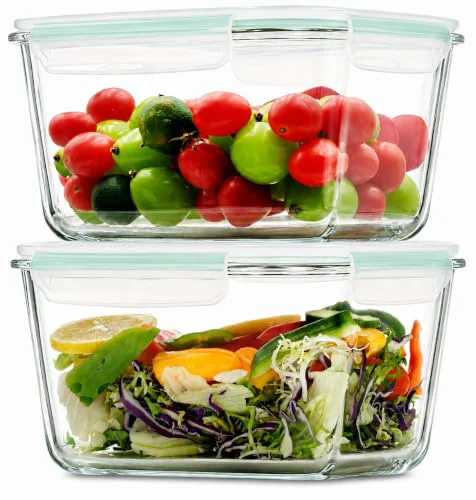 Effective 2 Pack Large Glass Storage Containers with Lids 85oz Elegant