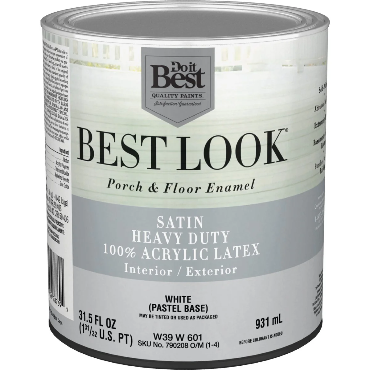 Soft Look 1 Qt. White Heavy-Duty Acrylic Latex Satin Porch Floor Enamel Long-Lasting