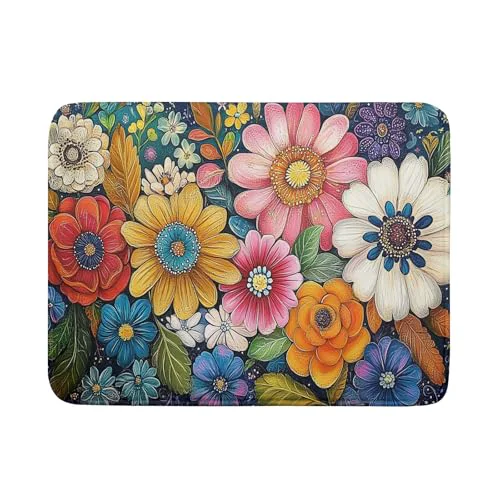 Breathable Boho Flower Dish Drying Mat Fine