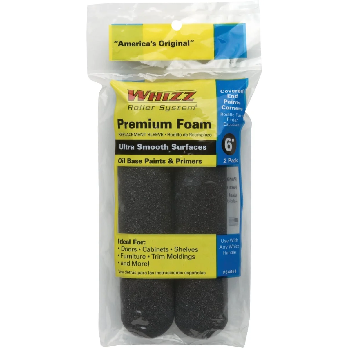 Innovative Whizz Roller System 6 In. x 1 4 In. Premium Black Foam Mini Roller Cover 2-Pack Specialty