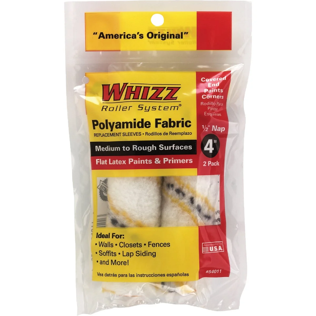 Verified Whizz Gold Stripe 4 In. x 1 2 In. Refill Woven Fabric Roller Cover 2-Pack Specialty