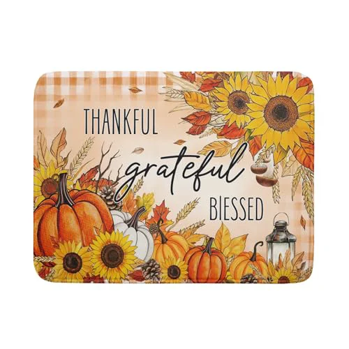 Eco-Friendly Autumn Pumpkins Dish Drying Mat for Kitchen Countertop Contemporary