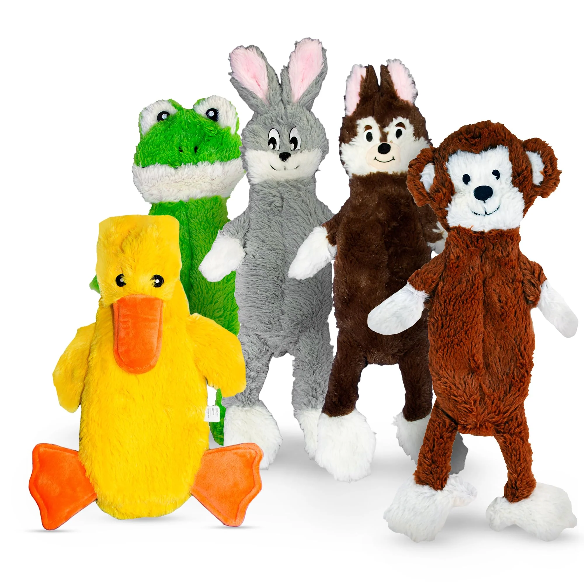 Convenient FGA MARKETPLACE Pack of 5 Flat No-Squeak Plush Dog Toys — 21 Inch Quiet No-Stuffing Minimalist