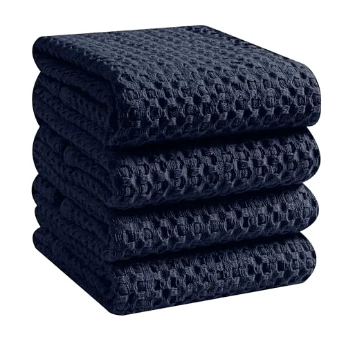 Functional Premium Waffle Weave Kitchen Towels 4 Count Dependable