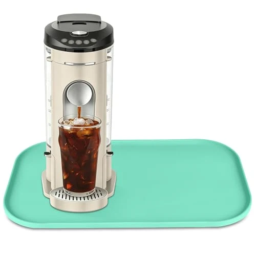 Fashionable Silicone Coffee Maker Mat with Lip for Countertops 17.4”x10.6” Mint Green Verified