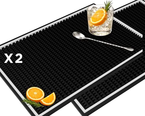 Enhanced Bar Mat White Frame 18×12 in 2 Pack Silicone 2 Count Original Design