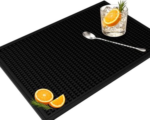 High-Grade Bar Mat All Black 18×12 in Silicone Refined