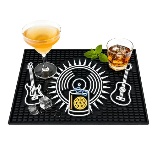 Casual Neon Tiki Black Bar Mat 18 x 12 Inch Reusable