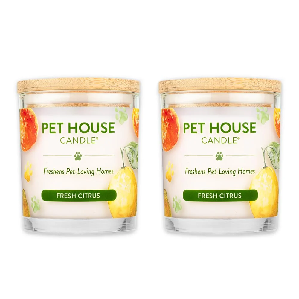 Relaxed One Fur All Pet House Candle 2 Pack – Plant-Based Soy Clean Burning Long-Lasting Fresh Citrus Fashionable
