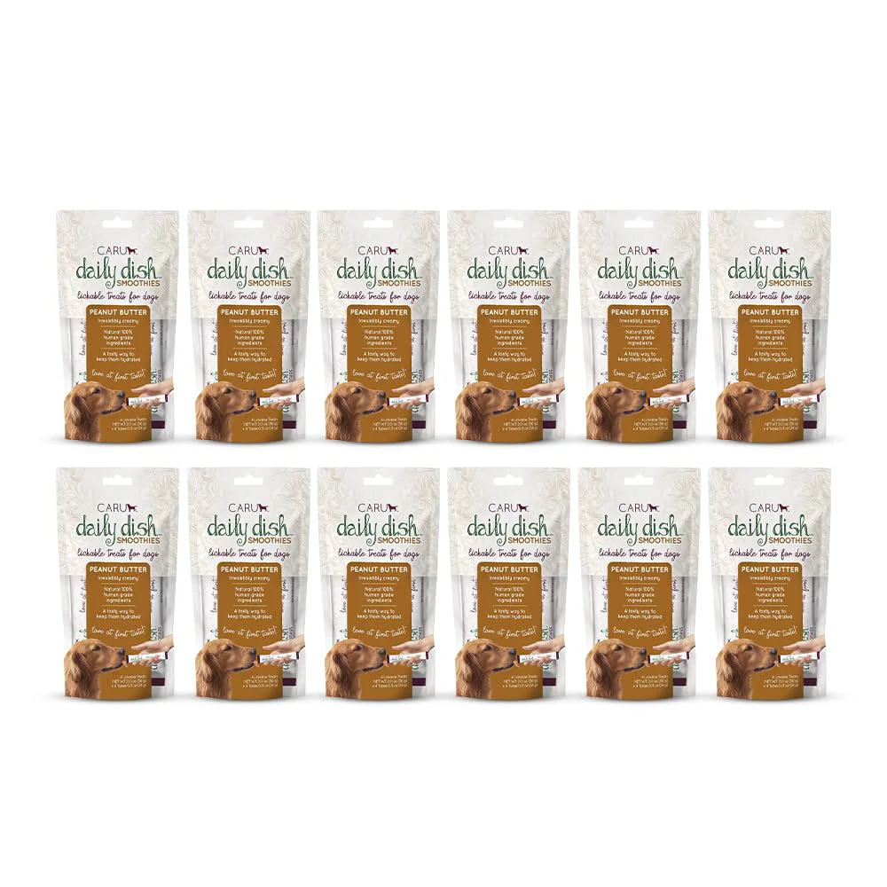 Premium Material Caru Daily Dish Smoothies – Peanut Butter Lickable Dog Treats 0.5oz Tubes 4 Pouches Pack Pack of 12 Stylish