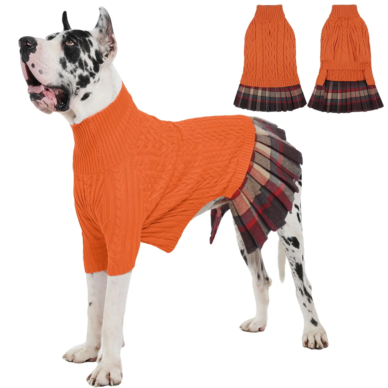 Quality IECOii Girl Dog Sweater Dress 5XL – Giant Breed Winter Knitwear with Leash Hole Artisan