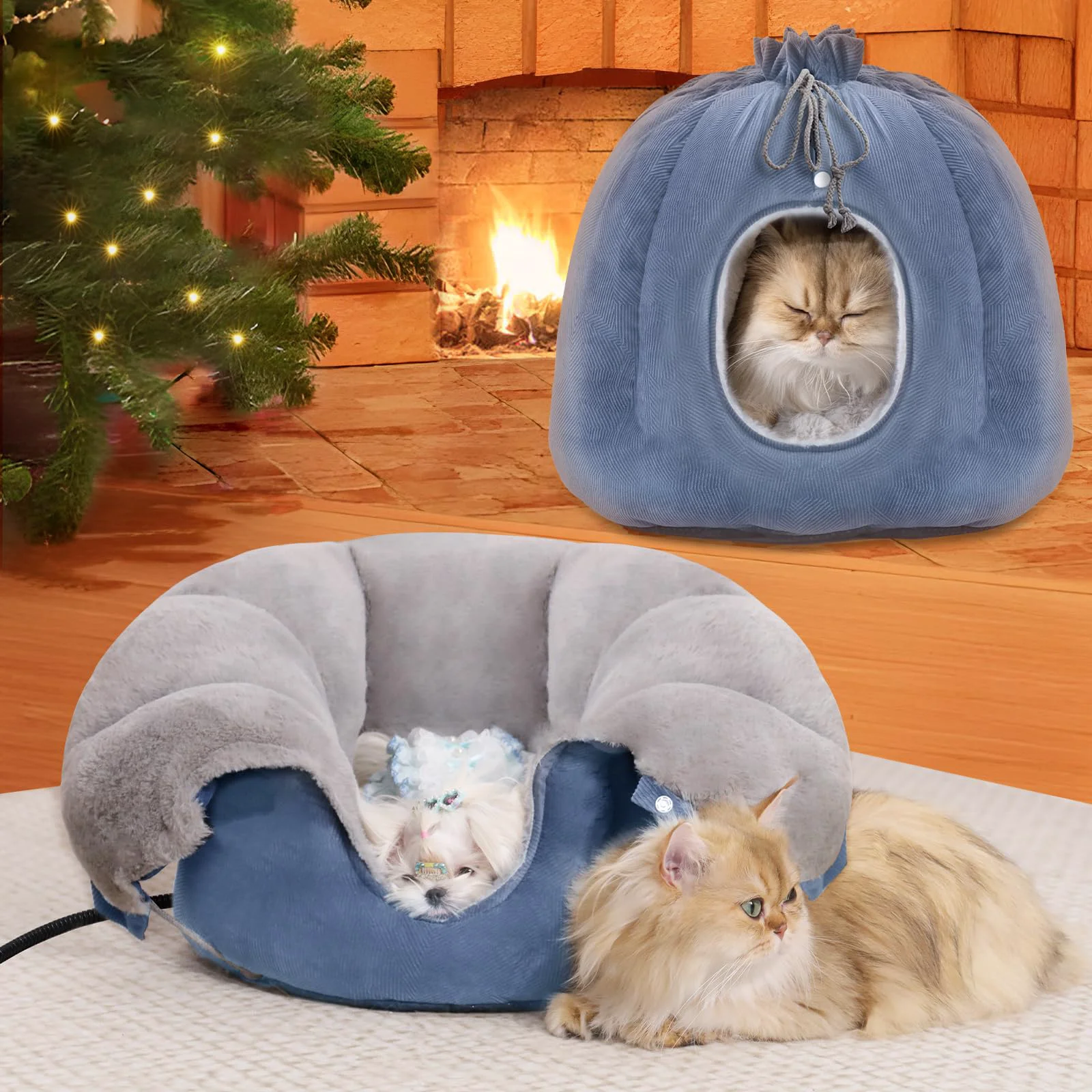 Genuine Rywell Heated Cat Bed – All-Season Warmth Adjustable Temp Timer for Indoor Cats Small Dogs Refined