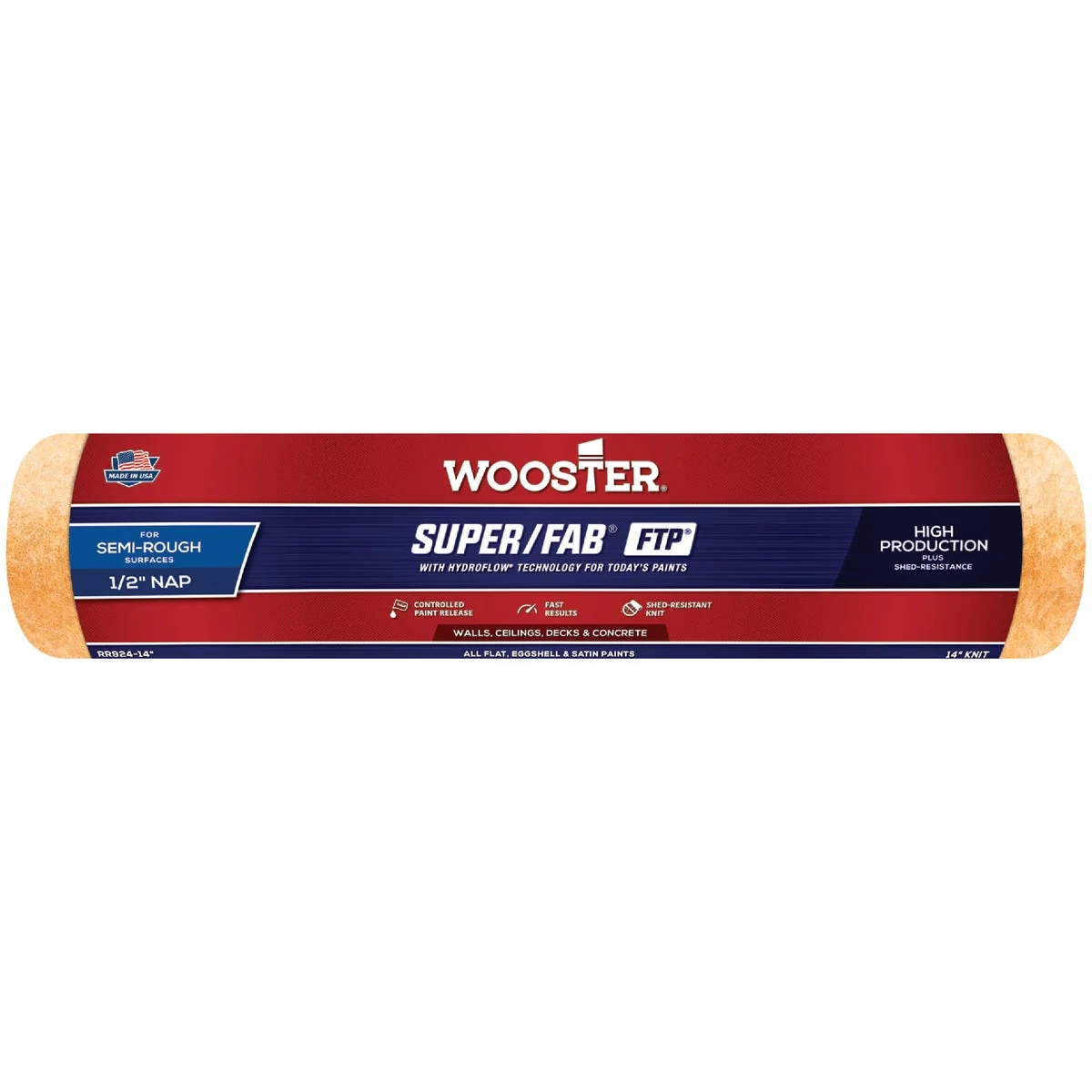 Natural Wooster Super Fab FTP 14 In. x 1 2 In. Knit Fabric Roller Cover Secure