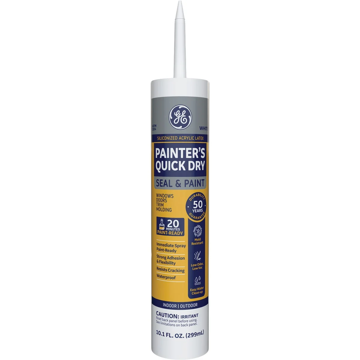 Fine Crafted GE Painter’s Quick Dry 10.1 Oz. White Siliconized Acrylic Latex Caulk MAP310WT Detailed