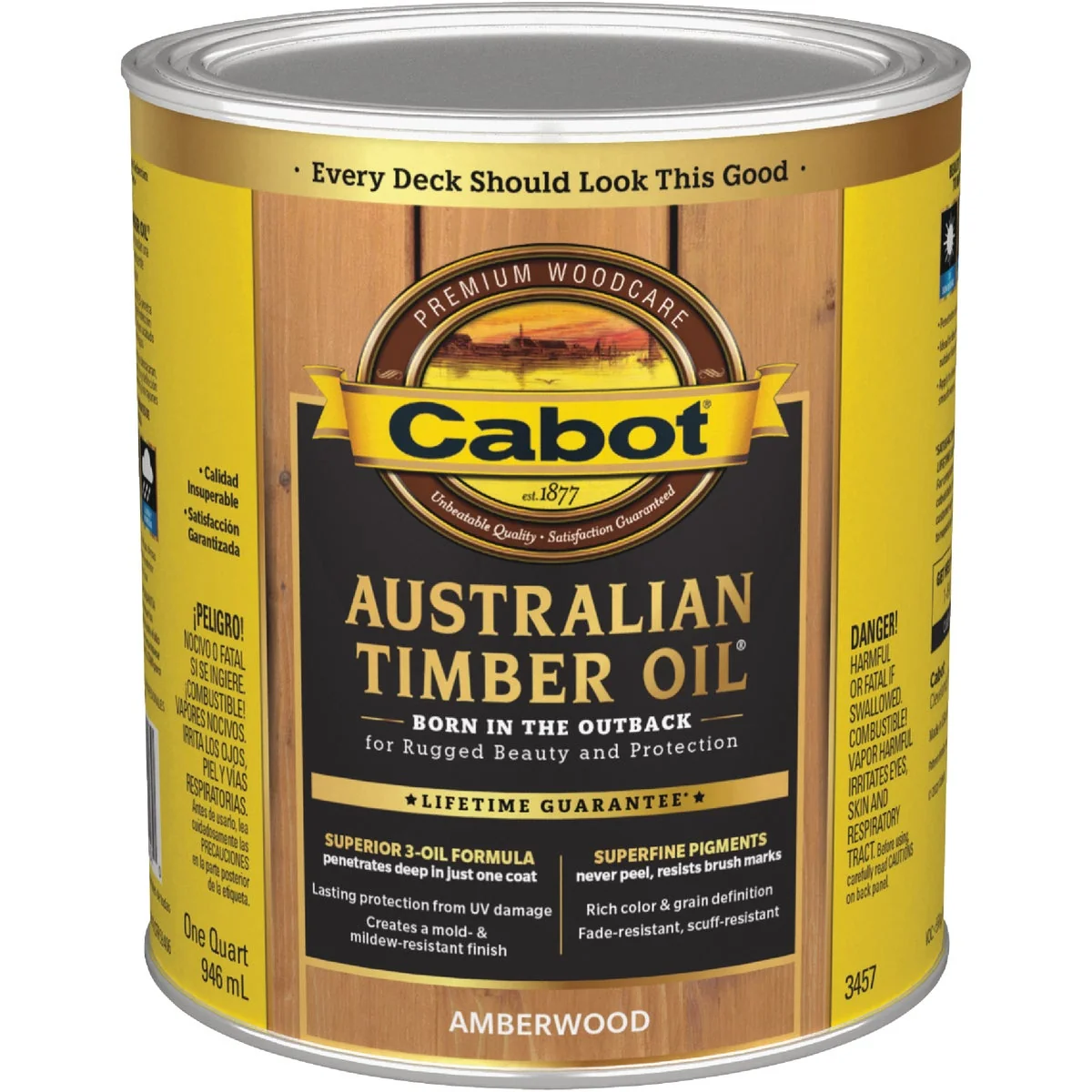 Trendy Cabot Australian Timber Oil Translucent Exterior Oil Finish Amberwood 1 Qt. Convenient